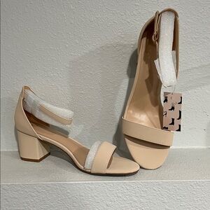 Elegant Cream Block Heel Sandals